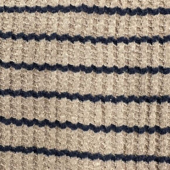 Free People Women's Striped Fringe Neck Thermal Peplum Top Brown Black Size XS - Picture 4 of 9